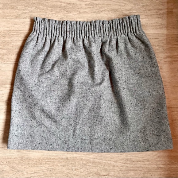 J. Crew Grey Fleck Tweed Wool Blend Paper Bag Waist Mini Skirt Size 6 EUC - Picture 4 of 10